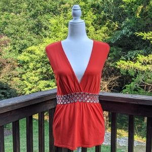 Caché deep v neck sleeveless tank